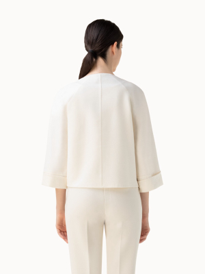 Cropped Cashmere Double Face Jacket With Elbow Sleeves