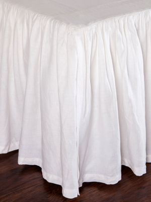 Gathered Linen Bedskirt- White