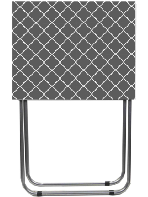 Home Basics Lattice Multi-purpose Foldable Table, Grey/white