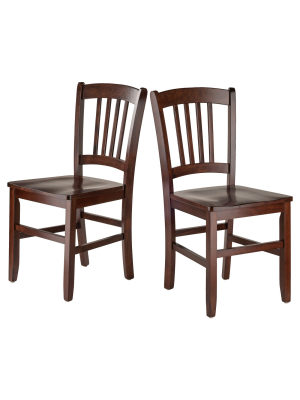 Set Of 2 Madison Slat Back Chairs Walnut - Winsome