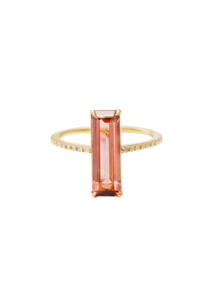 Pink Toumaline & Diamond Bar Ring