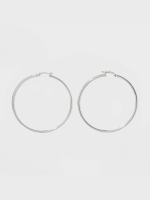 Round Hoop Sterling Silver Earrings - A New Day™ Silver