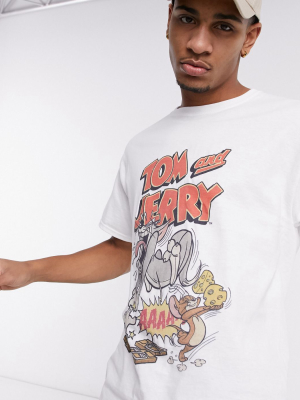 New Look Oversized T-shirt With Tom & Jerry Print In White