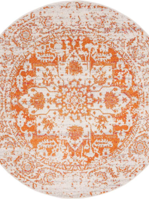 Madison Distressed Orange/ivory Round Rug