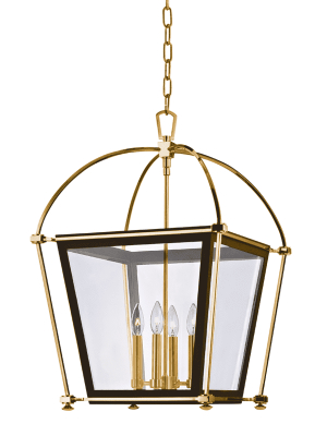 Hollis 4 Light Pendant Aged Brass