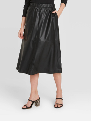 Women's A-line Faux Leather Skirt - A New Day™