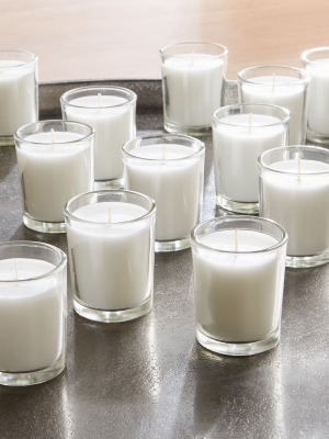 White Glass Votive Candles, Set Of 12