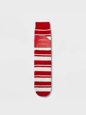 Men's Holiday Striped Cozy Crew Socks With Gift Card Holder - Wondershop™ 7-12