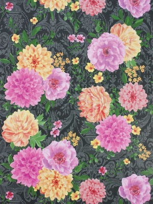 Sample Duchess Garden Wallpaper In Multi Color On Charcoal Background By Matthew Williamson