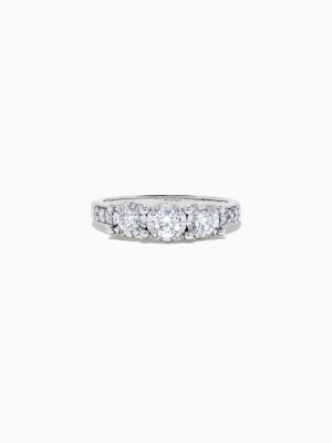 Effy Bridal 14k White Gold Diamond Three Stone Ring, 0.73 Tcw