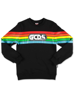 Gcds Kids Rainbow Stripe Logo Printed Sweatshirt