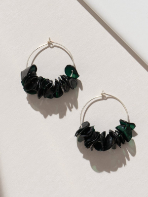 Alice Upcycled Hoop Earrings - Dark Green