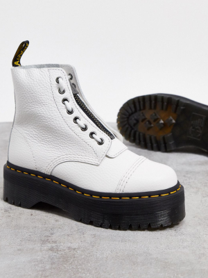 Dr Martens Sinclair Flatform Zip Leather Boots In White