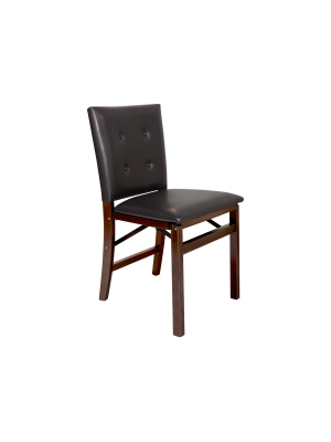 Set Of 2 Parson's Folding Chair Espresso/bonded - Stakmore