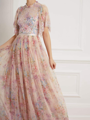 Floral Diamond Bodice Maxi Dress