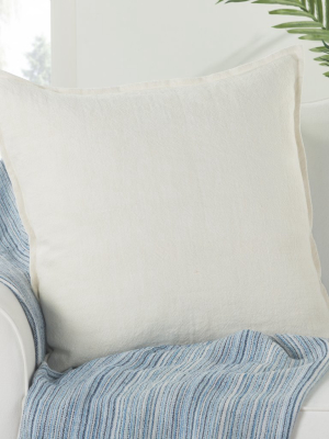 Blanche Solid Ivory Throw Pillow