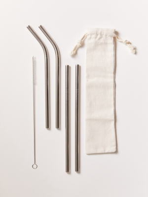 Stainless Steel Reusable Straw Set