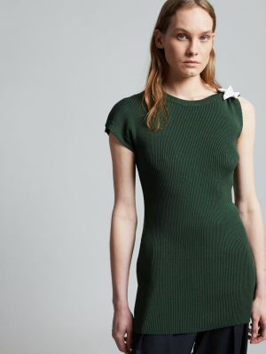 Bevza Asymmetric Tunic - Dark Wood Green