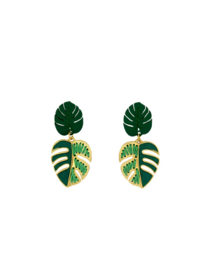 Carol Dauplaise Double Drop Chunky Leaf Earrings