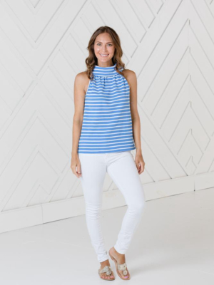 Stripe Cowl Neck Top