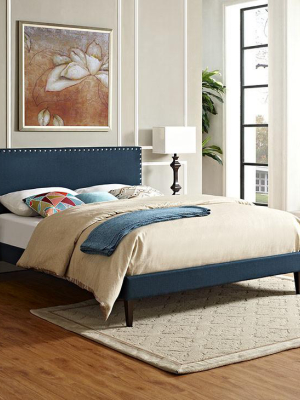 Lyka Queen Fabric Platform Bed With Squared Tapered Legs