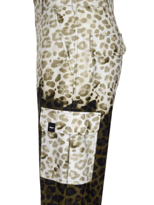 Msgm Two-tone Leopard Print Cargo Shorts