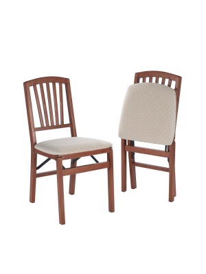 2 Piece Slat Back Folding Chair Cherry - Stakmore