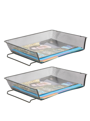 Mind Reader 2pc Stackable Side Load Letter Trays Black