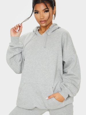 Grey Oversized Pocket Front Drawstring Hoodie