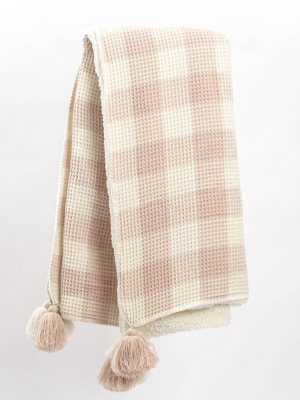 60"x50" Buffalo Check Waffle Woven Throw With Sherpa Reverse - Freshmint