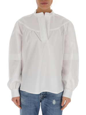 See By Chloé Collarless Puff-sleeve Blouse