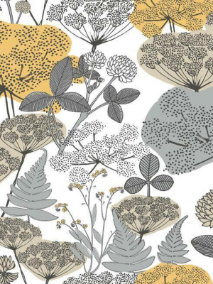 Niittypolku Peel & Stick Wallpaper In Yellow And Grey By Roommates For York Wallcoverings