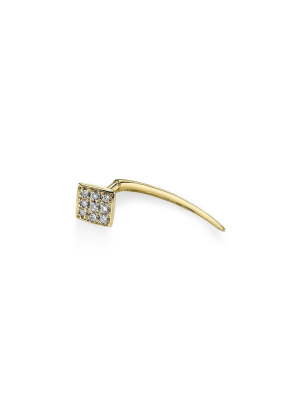 Square On Infinite Tusk Earring With White Pavé Diamonds