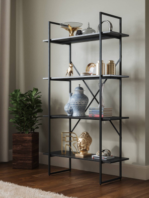 65" Emery 4 Tier Shelf Exposed Bookshelf Black - Rst Brands