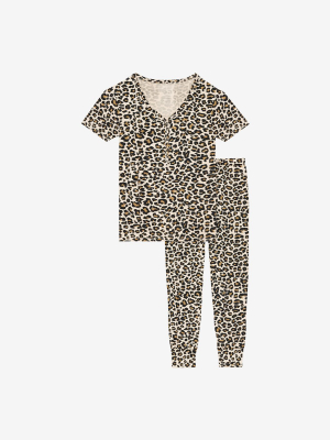 Lana Leopard Tan Women's Short Sleeve Loungewear