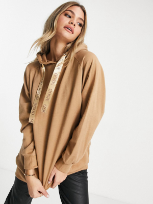 Missguided Oversized Hoodie In Camel