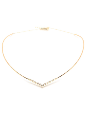 14k Graduated V Bezel Diamond Collar Necklace