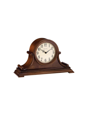 Bulova B1514 Asheville Battery Powered Chiming Mantel Clock With 3 Chime Options And Volume Control, Brown Cherry Finish