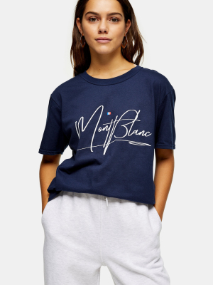 Petite Navy Mont Blanc Print T-shirt