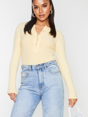 Sand Brushed Rib Button Long Sleeve Bodysuit