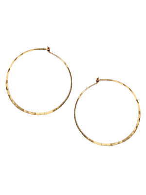 14k Large Thin Hammered Hoops