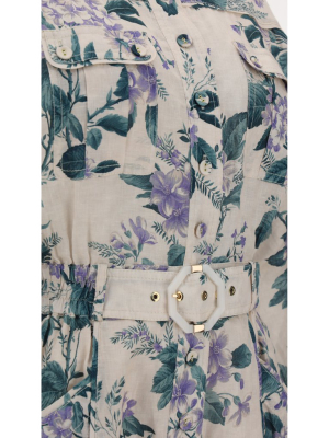 Zimmermann Floral Print Belted Playsuit