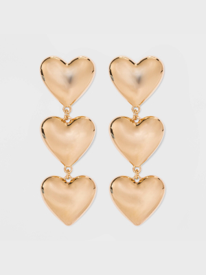 Sugarfix By Baublebar Stacked Heart Drop Earrings - Gold