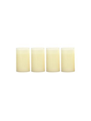 3" X 5" 4pk Vanilla Scented Led Pillar Candle Set Cream - Made By Design™