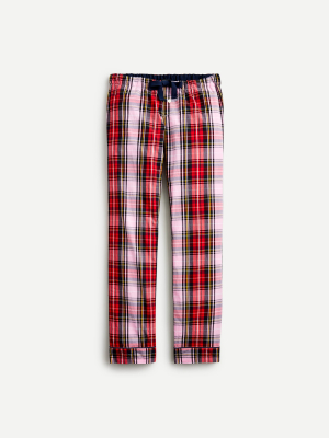 Cotton Poplin Pajama Pant In Pink Stewart Tartan