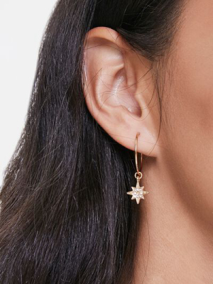 Sunburst Charm Hoop Earrings