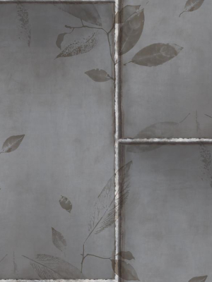 Steel Leaves Wallpaper In Silver, Gunmetal, And Bronze From The Aerial Collection By Mayflower Wallpaper