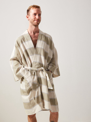 Everyday Robe - Sage Stripe