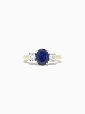 Effy Royale Bleu 14k Two Tone Gold Sapphire And Diamond Ring, 2.39 Tcw