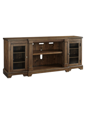 Flynnter Extra Large Tv Stand With Fireplace Option Medium Brown - Signature Design By Ashley